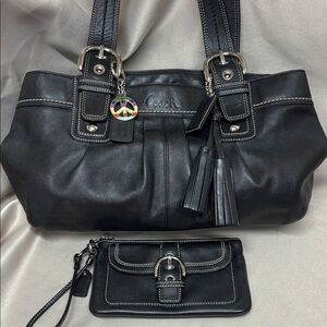 Coach Black Leather Soho w/Wristlet and Charms